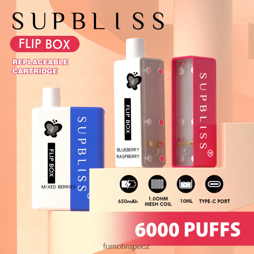 Fumot Supbliss Flip box 6000 vyměnitelná vape sada - 10ml (1 kus) smíšené bobule B4FVLH339 Fumot Factory