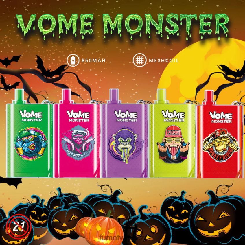 Fumot Vome Monster 10000 jednorázový vape pod přístroj - 20 ml (1 kus) růžová limonáda B4FVLH434 Fumot Vape Sale