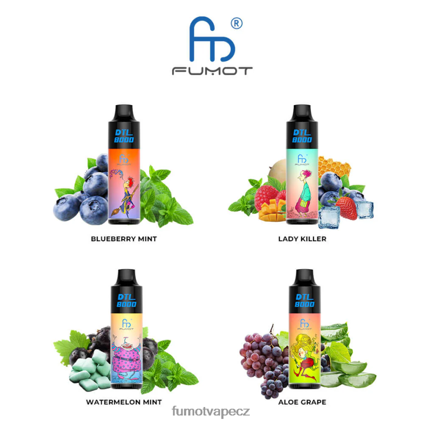 Fumot DTL 8000 jednorázové vape pero - 16 ml (1 kus) modrý malinový citron B4FVLH415 Fumot Flavors