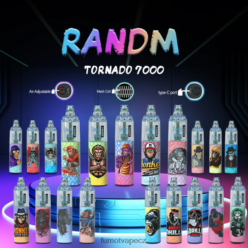 Fumot Tornado 14ml 7000 jednorázové vape pero (1 kus) led z černého rybízu B4FVLH60 Fumot Vape Nicotine