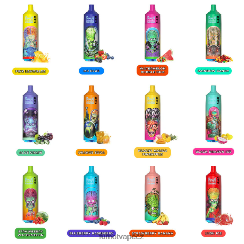 Fumot Tornado jednorázové vape pero 9000 - 18 ml (1 kus) žvýkačka z jahodového melounu B4FVLH45 Fumot Flavors