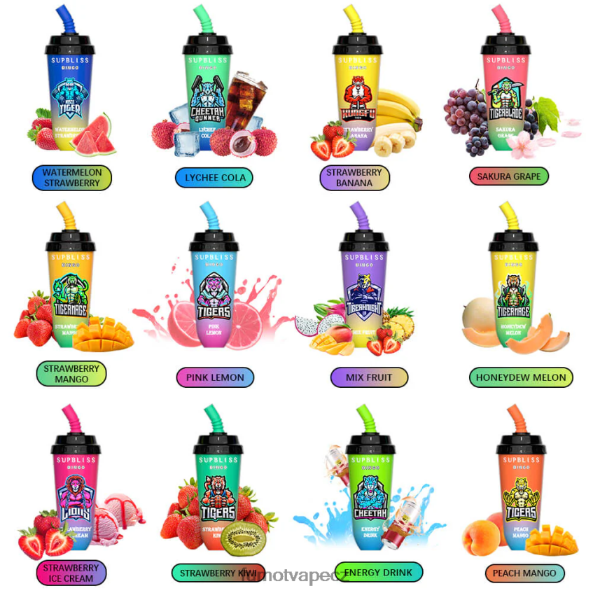 Fumot Supbliss Bingo 16ml 8000 jednorázové vape pod zařízení (1 kus) broskev mango B4FVLH404 Fumot Vape Sale