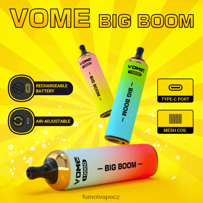 Fumot Vome Big Boom jednorázové vape pero 10000 - 20 ml (1 kus) růžová limonáda B4FVLH447 Fumot Tech
